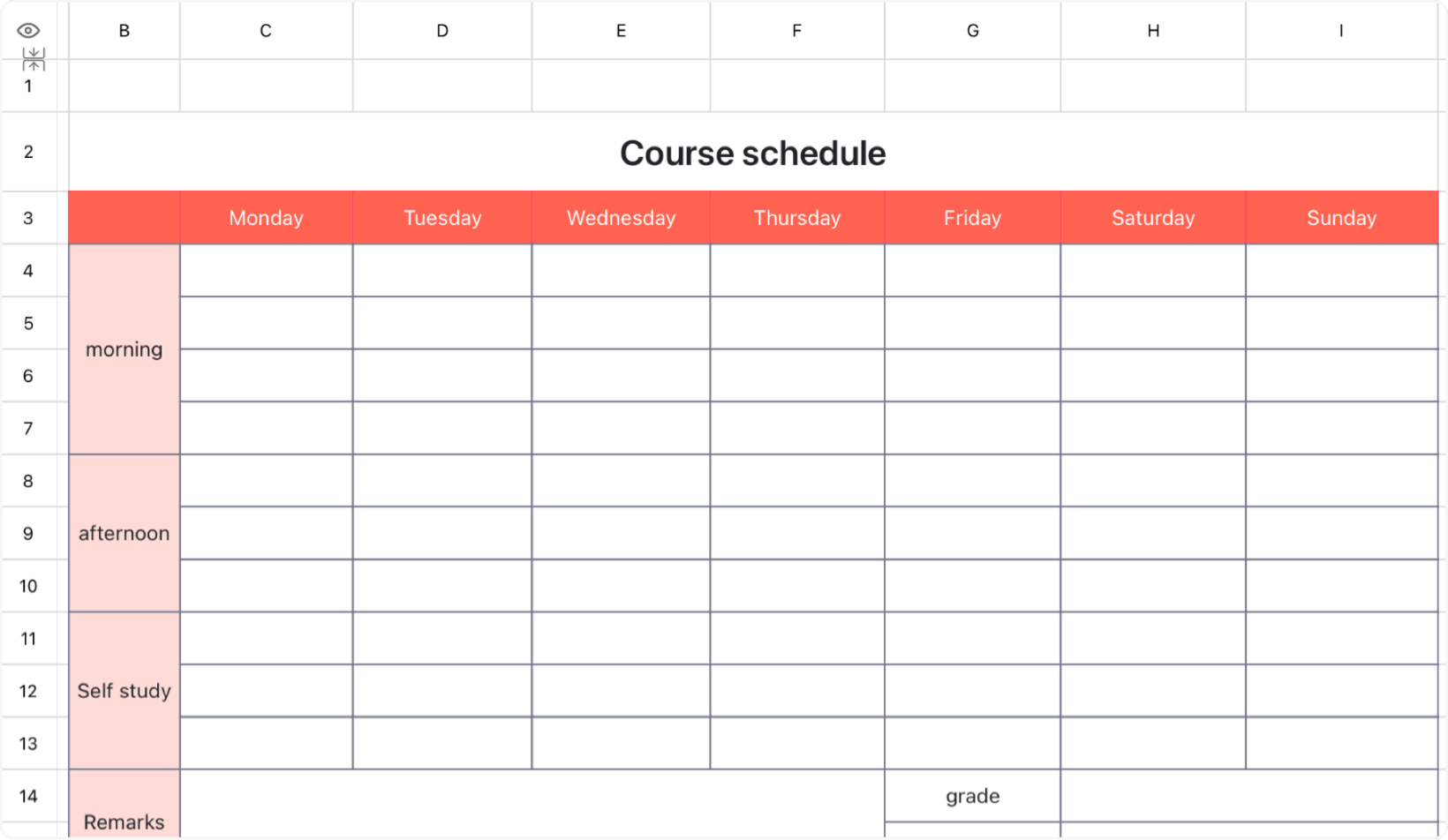 Course schedule 1 1
